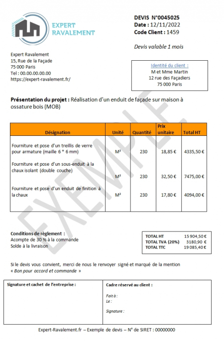 Exemple Devis Facade Maison  Conseils en ravalement et devis façade